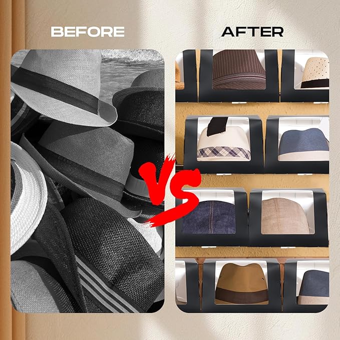 Gilprop 20 Pcs Modern Hat Boxes with Window Baseball Hat Organizer Display Box for Hat, 8.7 x 7.7 x 4.8, Black Paper Fold Storage Container Packing Box for Baseball Caps Dad Hat Billed Cap