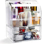 Clear Large Acrylic Makeup Organizer With Lid Cosmetic Storage Drawers Portable Makeup Organizers Dustproof And Waterproof Box For Women