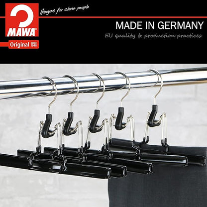 Mawa by Reston Lloyd Non-Slip Space-Saving Clothes Hanger with Clamp for Pants and Skirts, Style M/26, Set of 6, Black