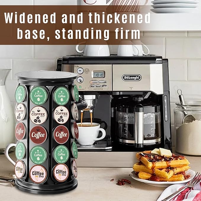 K Cup Holder, Coffee Pod Storage Carousel Holder Organizer Compatible with 40 Keurig K-Cup Pods, Home or Office Kitchen Counter Organizer