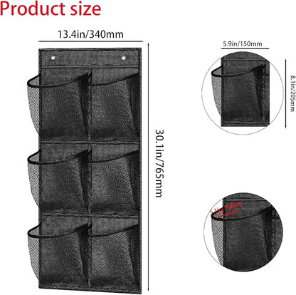 2 pcs Over The Door Shoe Organizer,Hanging Mesh Organizer,Shoe Rack,Door Shoe Organizer,With Sticky Hanging Mounts,6 Large Breathable Mesh Pockets,For Bathroom,Rv,Pantry (black)