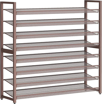 Metal Shoe Rack,Large 8 Tier Shoe Organizer, Heavy Duty Metal 4-Tier Stackable Shoe Storage Vertical Shoe Rack for Closet Front Door,Entrance,Entryway,Garage,Up to 50 Pairs,Bronze