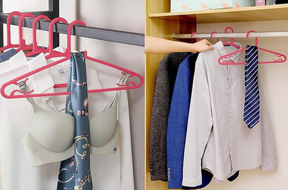 Byomostor Plastic Hangers 50 Pack, Light Weight Durable Clothes Hangers with Hooks Standard Size G-Shape&Non-Slip Coat Hangers for Everyday Use (Pink)