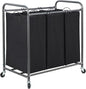 STORAGE MANIAC 3 Section Laundry Sorter, 35.9 Gal (136 L) Laundry Hamper Cart with Heavy Duty Rolling Lockable Wheels and Removable Bags, Clothes Organizer Basket Clothes Separator Hamper, Black