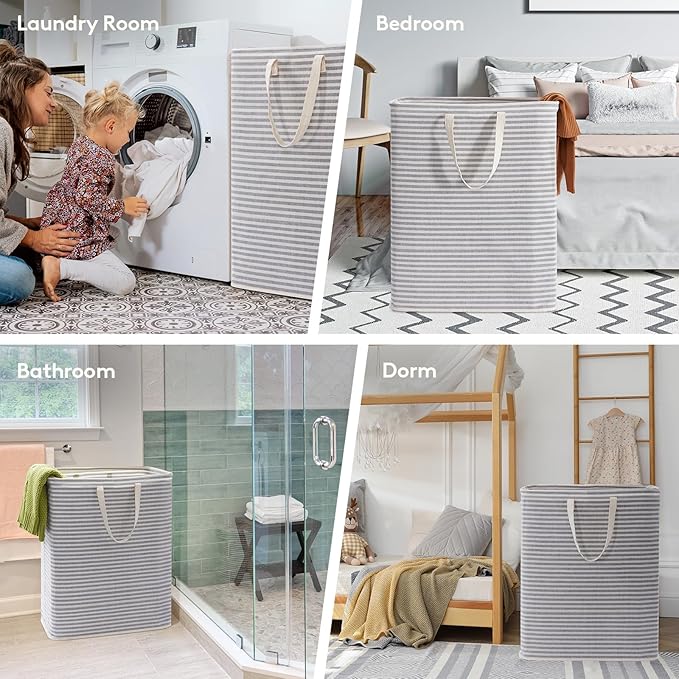 Lifewit 1 Pack Laundry Basket 125L Each, Collapsible Clothes Hamper with Reinforced Handles, Freestanding Waterproof Design for Bedroom and Laundry Room, Grey 125L Total