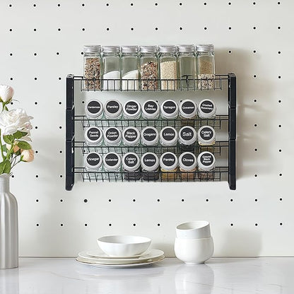 VEVOR Detachable Spice Rack Organizer for Cabinet, 4 Tie Stackable Seasoning Organizer, Spice Jars Kitchen Storage for Countertop Kitchen Pantry Cupboard, 15.8x10.7 in