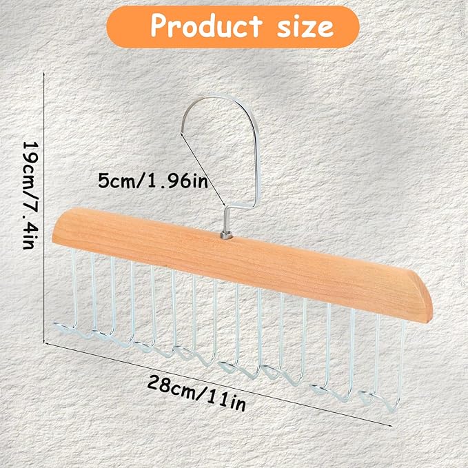 4Pcs Anti Slip Multi Hook Coat Racks,Bra Hangers for Closet Organizer with 8 Hooks 360 °Swivel Belt Hanger for Closet for Belt, Tie, Tank Top, Bra, Scarf (Beige)