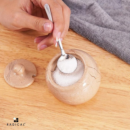Radicaln Marble Salt Cellar with Lid 3" Inch Verona Salt Jar & Spice Storage Containers For Kitchen Countertop, Ideal Sugar Bowl & Salt dish For Table