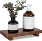 Bathroom Counter Organizer Wood Pedestal Stand Farmhouse Decorative Tray Soap Holder for Kitchen Decor, Large 10" x 4.5" - Walnut