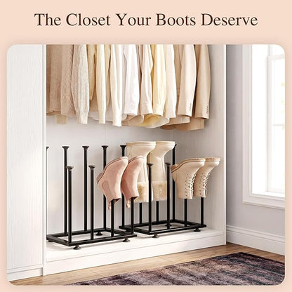 Shoe Rack Organizer, Free Standing Shoe Storage Shelf, Narrow Space-Saving Design for Tall Boot, Metal Boot Holder Organization for Closet, Entryway, Garage, Bedroom, Outdoor, Fits 8 Pairs