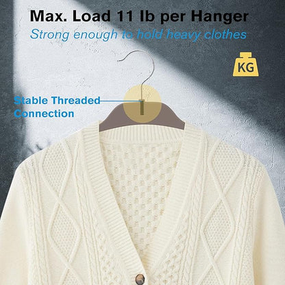 30 Pack Rubberized Hangers with Non-Slip Grip, Durable Plastic Hangers for All Clothes, Ultra-Slim Notched Design & 15.7'' Wide