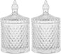rejomiik Qtip Holder Glass Apothecary Jars with Lid Bathroom Accessories Vanity Organizers and Makeup Storage for Cotton Swabs, Makeup Sponges, Candy, Jewelry, 2 Pack Large Clear