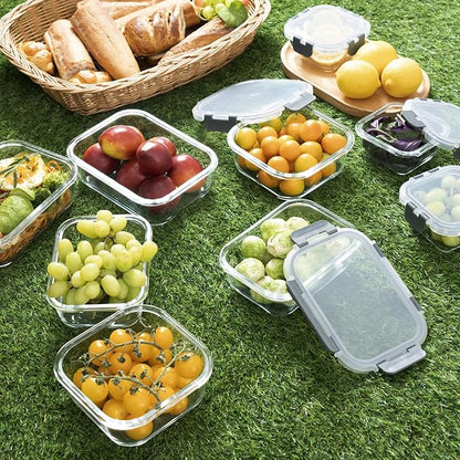 S SALIENT 18 Pieces Glass Food Storage Containers with Lids,Airtight Glass Meal Prep Containers,Glass Storage Containers Set for Kitchen,Pantry BPA Free & Leak Proof (9 lids & 9 Containers)