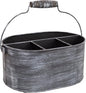 GoCraft Galvanized Flatware Caddy – Rustic Metal Utensil Holder with Handle – 4-Compartment Kitchen Organizer for Cutlery, Napkins, BBQ Tools – Farmhouse Table Decor & Storage