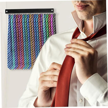Tie Rack Hanger for Closet, Tie Rack, 14" Wall Mounted Belt Hanger with 20 Rotating Hooks, Hats Scarf Belt Organizer for Closet - Organizer for Men