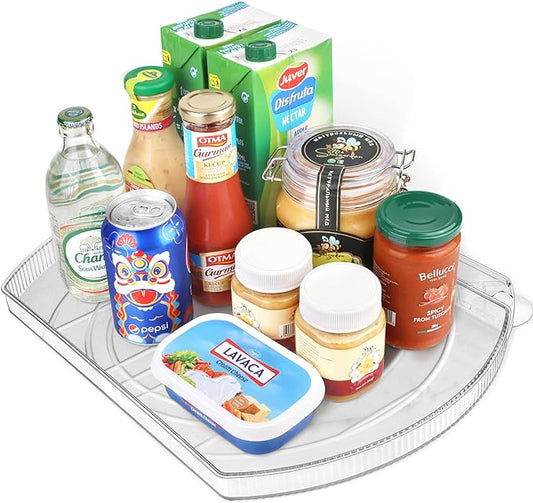 Lazy Susan Turntable for Refrigerator, Square Turntable Organizer for Fridge Cabinet, Pantry, Countertop | 16.5" x 11.1" (Rectangle 1 Pack - Clear)