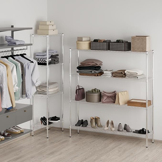 14" Deep x 60" Wide x 64" Height Wire Shelving Kit | 4-Tier | NSF Commercial Storage Rack Unit