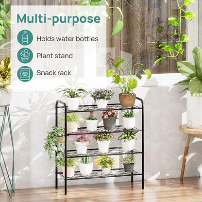 viewcare Shoe Rack for Closet, 4-Tier Small Shoe Rack for Entryway & Garage, Black Shoe Organizer Holds 10-14 Pairs, Sturdy Metal Construction