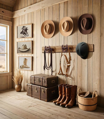 Cowboy Hat Hanger Wall Mount, 6 Pack Cowboy Hat Rack, Bridle Hook for Tack Room, Metal Horseshoe Hook, Horseshoe Decor, Western Hat Hook for Wall, Hat Holder for Entryway Closet, Cowboy Gifts