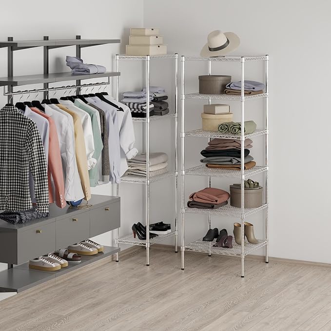 24" Deep x 24" Wide x 74" Height Wire Shelving Kit | 6-Tier | NSF Commercial Storage Rack Unit
