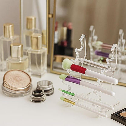 AMT Acrylic Pen Holder, CLEAR Makeup Display, Thick and Sturdy, Organizer Holder for Makeup Brush Fountain Pen, E-Cigarette, Vapor Display Case. (6 Slots)