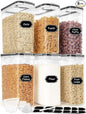 HKJ Chef Cereal Containers Storage Set (4L / 135.2oz), 6PCS Airtight Food Storage Containers with Lids, Cereal Dispensers for kitchen Pantry Organizers and Storage with Pour Spout, 20 Labels, Marker