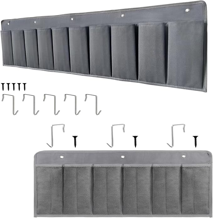 RVZONE RV Shoe Pockets 10 Pockets & 6 Pockets Heavy Hanging Bedside Storage Organizer with Sturdy Hooks Storage Pockets Hangs on bed for Shoes Toys and Tool Accessories