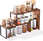 Kitchen Countertop Organizer, Spice Rack Cabinet Organizer Shelf Stackable Counter Corner Shelves Organization and Storage for Pantry, Counter top, Coffee Station Wood Rustic Brown