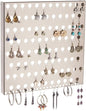Angelynn's Wall Mounted Earring Holder Organizer Display for Small and Medium Women Post Stud Dangle Pierced Earrings, Hanging Closet Jewelry Storage Rack, Sariea Satin Nickel Silver 12"x12"