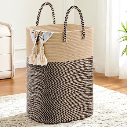 Artfeel Laundry Basket,Woven Cotton Rope Laundry Hamper,80L Versatile Storage for Dirty Clothes,Baby Toys,and Blankets in Bathroom, Nursery,and Living Room