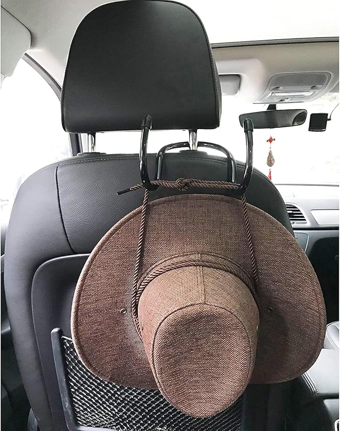 Multifunctional Hat Rack and Hanger - Over Seat Hat Holder With Hook - Keeps Hat Shape for Caps, Bags, and Safety Helmets - 2 Pack