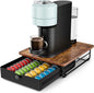 EVERIE Coffee Pod Holder Drawer, Compatible with Nespresso Vertuo Capsules, Holds 40 Large or 52 Small Pods, Flexible Slots for 4 Capsule Sizes, Rustic Brown Countertop Organizer, 15.6" Dx13 Wx3.7 H