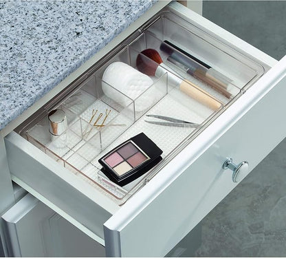 iDesign Expandable Vanity Drawer Organizer, The Clarity Collection – 11.25” to 18.5”, Clear (Pack of 6)