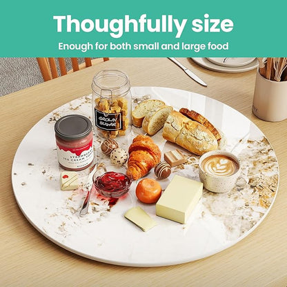 ZL ZELing 31.5" Lazy Susan Turntable – 360° Sinteredstone Silent Anti-Slip Turntable, Table Top Centerpiece for Kitchen, Pantry, Spice Rack, Refrigerator & Dining Table, Brown
