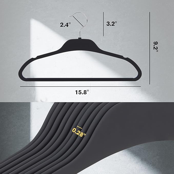Rubber Coated Hangers 20 Pack, Non-Slip Clothes Hangers with Rustproof Hooks, Space Saving Thin Design for Closet/Retail/Home