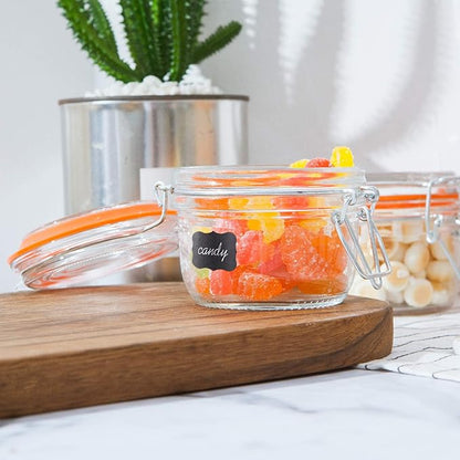 Small Glass Jars With Airtight Lids, Glass Spice Jar 5 oz,Maosn Jars With Leak Proof Rubber Gasket 150ml,Glass Storage Containers With Hinged Lid,Kitchen Canisters 12 Pack