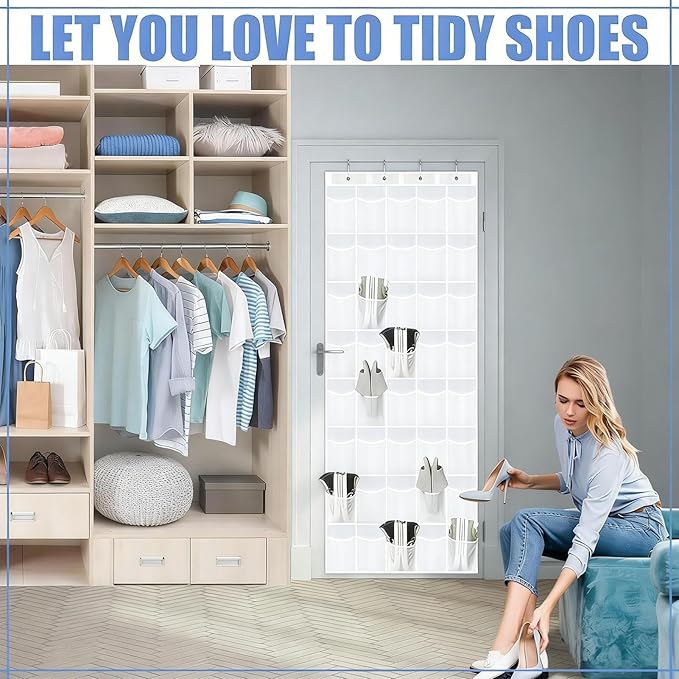 Over the Door Shoe Organizer,Mesh Foldable Space Saving Storage,Shoe Organizer Over the Door Rack | for Sneaker Slippers Toiletries Bottle Bedroom Living Room Bathroom Entryway Apartment