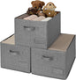 GRANNY SAYS Closet Organizers and Storage, Fabric Storage bins with Label Holder, Shelf Baskets for Organizing Bedroom, Decorative Storage Containers for Wardrobe, Dark Gray, Large, 3-Pack