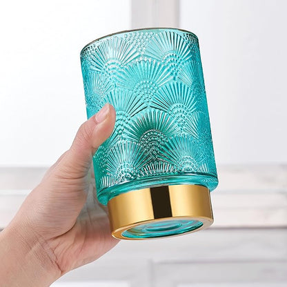 Makeup Brush Holder Organizer,Toothbrush Holders,Desk Pen Pencil Holder,Multifunctional Vintage Glass Brush Cup（A41-6-US）