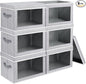 Homsorout Storage Bins with Lids, 6 Pack Large Storage Cubes with Window, Closet Bins with Lids & Handles, Fabric Box for Organizing Clothes, Towels, Books, Blended