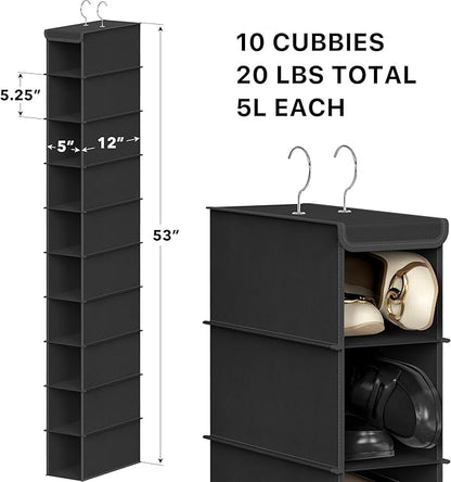 Simple Houseware 10 Shelves Closet Hanging Shoe Organizer, Black
