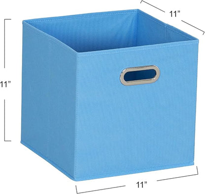 Household Essentials 6 ct Open Fabric Cube Storage Bins, Carolina Blue
