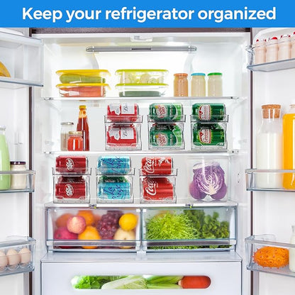 Rolling Soda Can Organizer for Refrigerator Can Dispenser for Fridge Beer Soda Seltzer Pop Can Soda Organizer for 10 Standard Size 11.15oz or 12oz Cans Holder Storage Pantry Organization