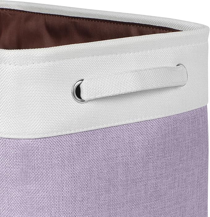 Foldable Storage Bin Collapsible Fabric Storage Basket Cube with Durable Handles Closet Organizer Bins for Organizing Shelves Drawers, Set of 3, 15" x 10" x 9.5", Purple