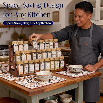 Bamboo 3 Tier Spice racks, Spice Organizer, Kitchen Seasoning Spices Rack, Suitable for Spice Organizers Such as Sitchen Countertops, Stoves, Sorage Rooms (XL)