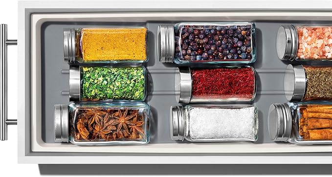 OXO Caddy, Spice Drawer Organizer, White | Good Grips | Compact | Pack of 4
