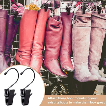 50 Pcs Boot Hangers for Closet Boot Hooks Pants Hangers with Clips Heavy Duty Black Clothes Clips for Legging Socks Towels Hats