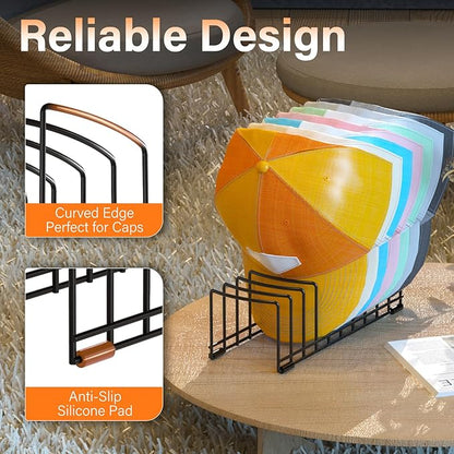 HzTinT 2 Pack Hat Organizer for Baseball Caps, Metal Hat Stand for 20 Baseball Caps, No Install Hat Holder with Silicon Anti-Slip Pad, Hat Rack Storage for Closet Dresser Desk Bedroom