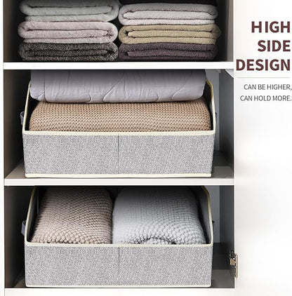 Homsorout Closet Organizers Bins 6 Packs - Large Closet Shelf Organizer with Handles, Fabric Trapezoid Storage Bins, Collapsible Storage Cubes for Clothes, Towels, Light Gray