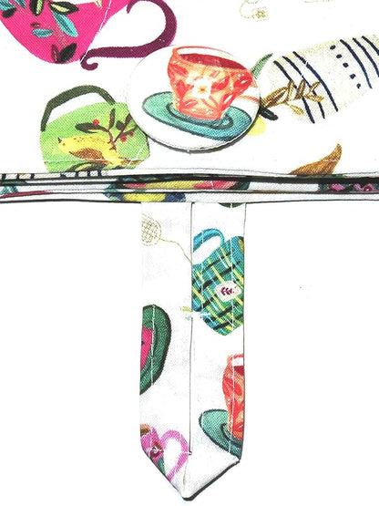 Tea Bag Wallet, XL, Featuring Tea Cups and Flowers, Twelve Pockets, Nothing Falls Out, Secure Hold Tea Bags, Includes 4 Tea Bags, Quilted Handmade, Your Choice of Fabric